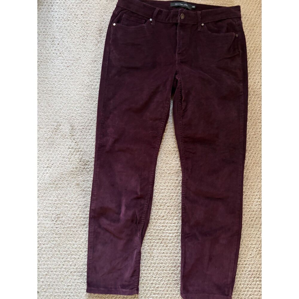 Calvin Klein Skinny 90s Y2K Dark Academia Preppy Autumn Fall Mid-Rise Plum Cords